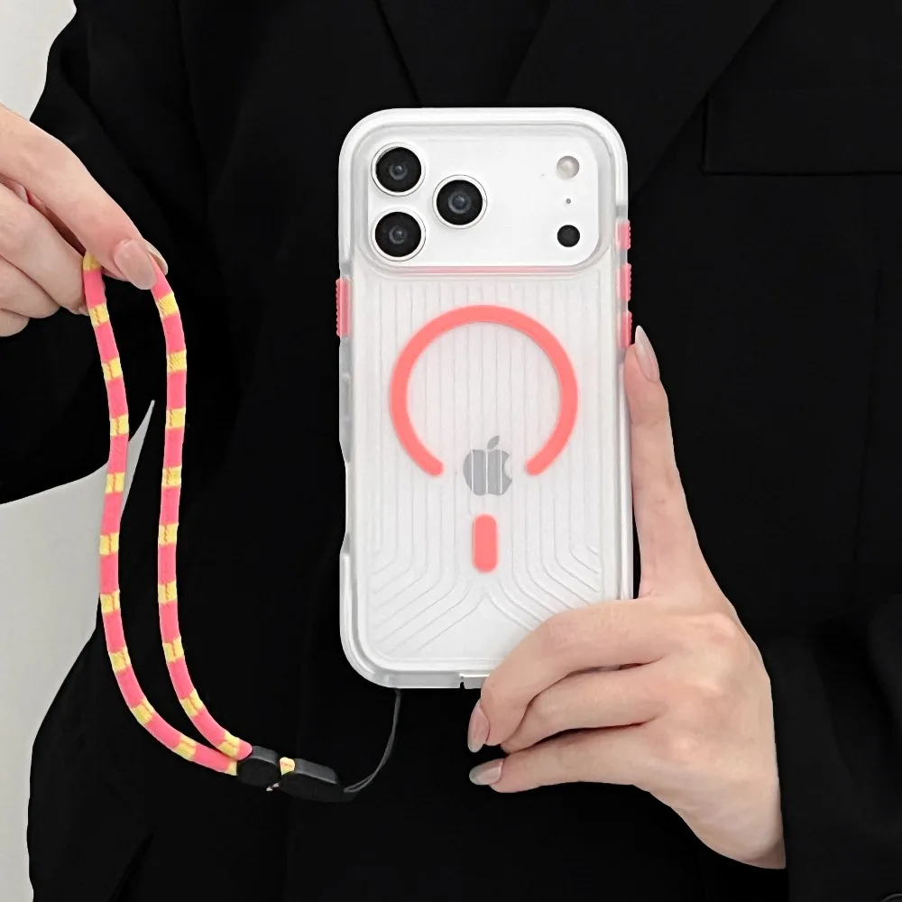 

Original TE Clear Magnetic Armor Shockproof Case For IPhone 17 Pro Max Air 16 15 14 13 12 For Magsafe Lanyard Anti-Drop Cover