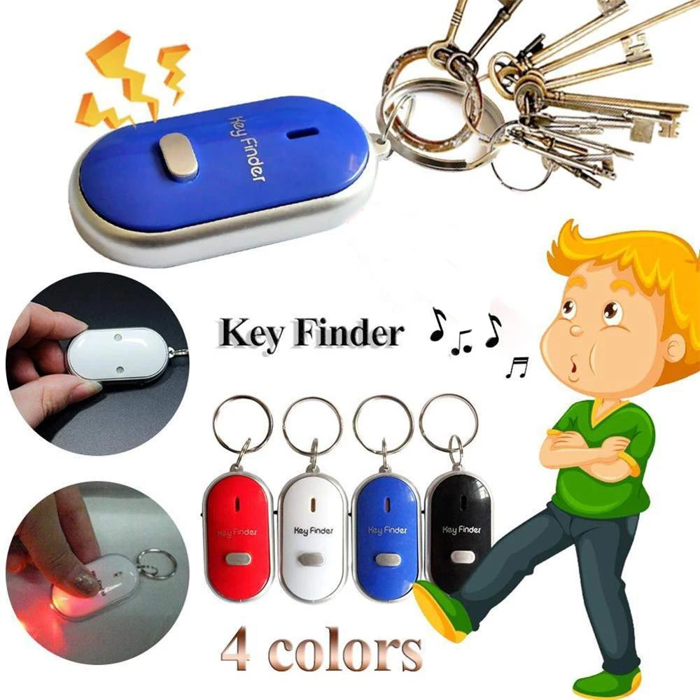 Wireless 10m Anti-Lost Alarm Key Finder Locator Keychain Whistle Sound With LED Light Mini Anti Lost Key Finder