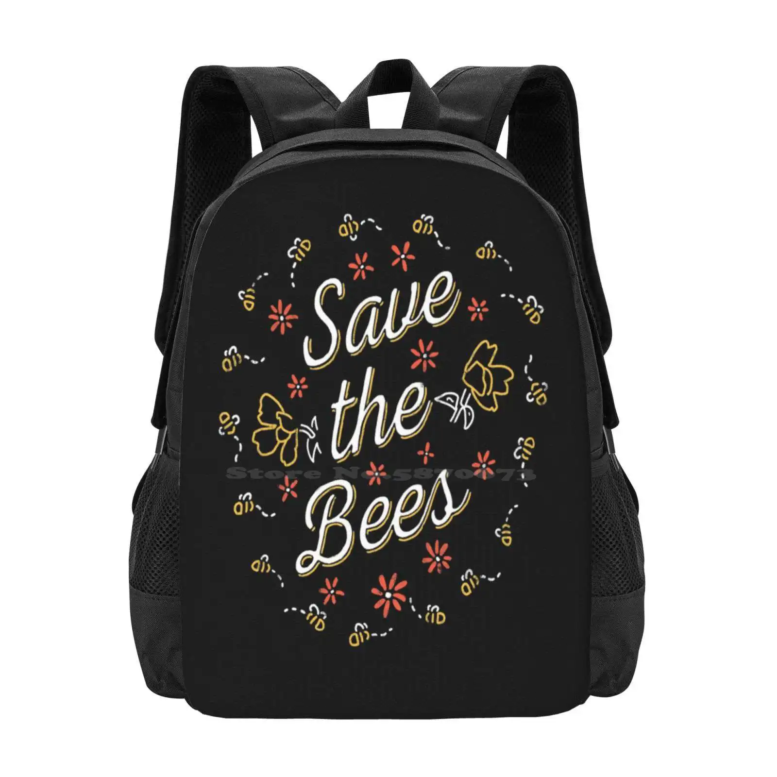 Save The Bees Hot Sale Schoolbag Backpack Fashion Bags Save The Bees Environmentalist Activism Activist Honey Bees Bee Lover