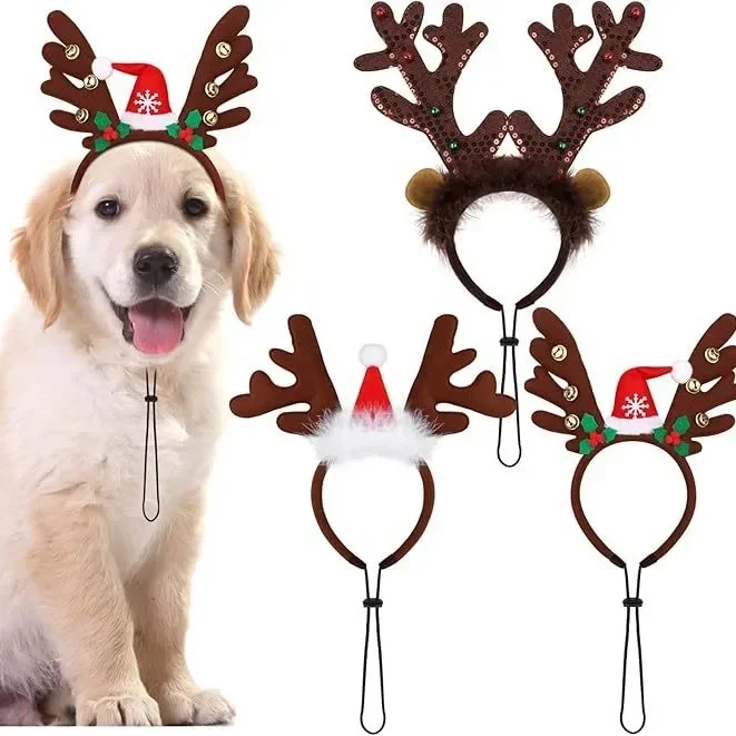 Christmas Decorations Pet Headgear Party Dress Up Antlers Headband Pet Supplies Christmas Hat Headband Dog Christmas