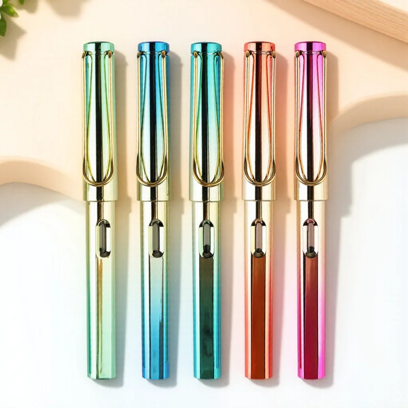 5 قطع قلم حبر قابل لإعادة الملء، توازن رائع، تدفق حبر ناعم، مثالي لممارسة كتابة الهدايا، قلم معدني محمول #6