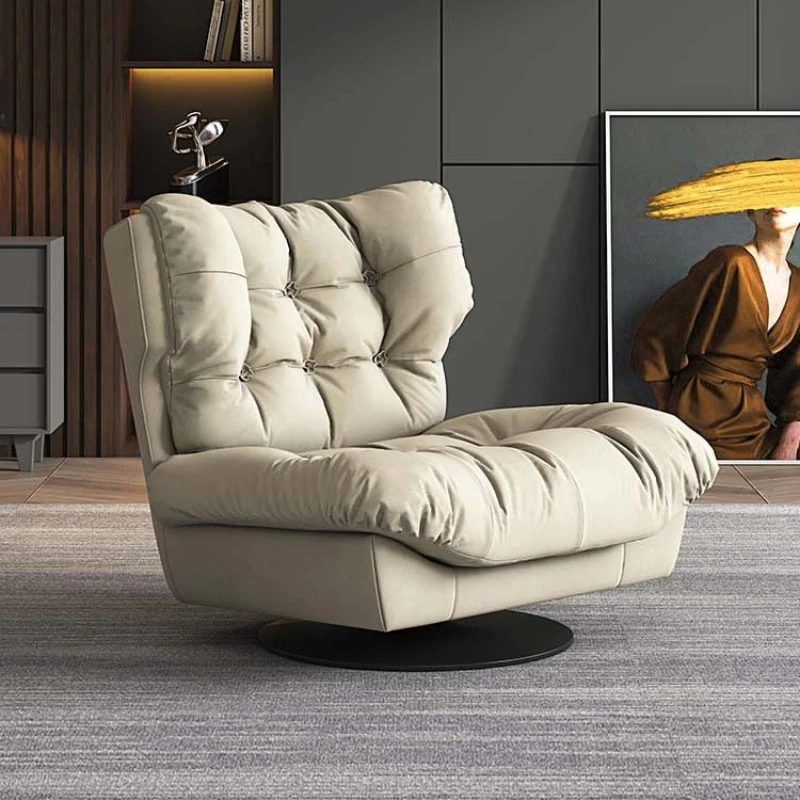 

Cloud sofa single Italian minimalist lazy recliner down rotating leisure