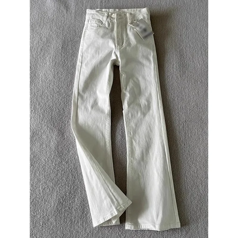 

White Slim Fit Straight Leg Jeans Men's High Street Tall Jeans CleanFit Sli Bootcut Denim Pants Youth Faion Cotton Poly...