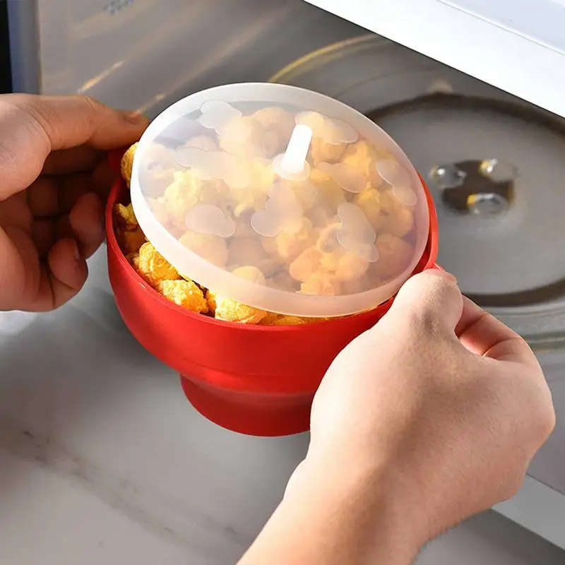 Popcorn Bowl Microwavable Heat-Resistant Microwave Popcorn Maker Popcorn Microwave Popper Practical Popcorn Bowl With Lid