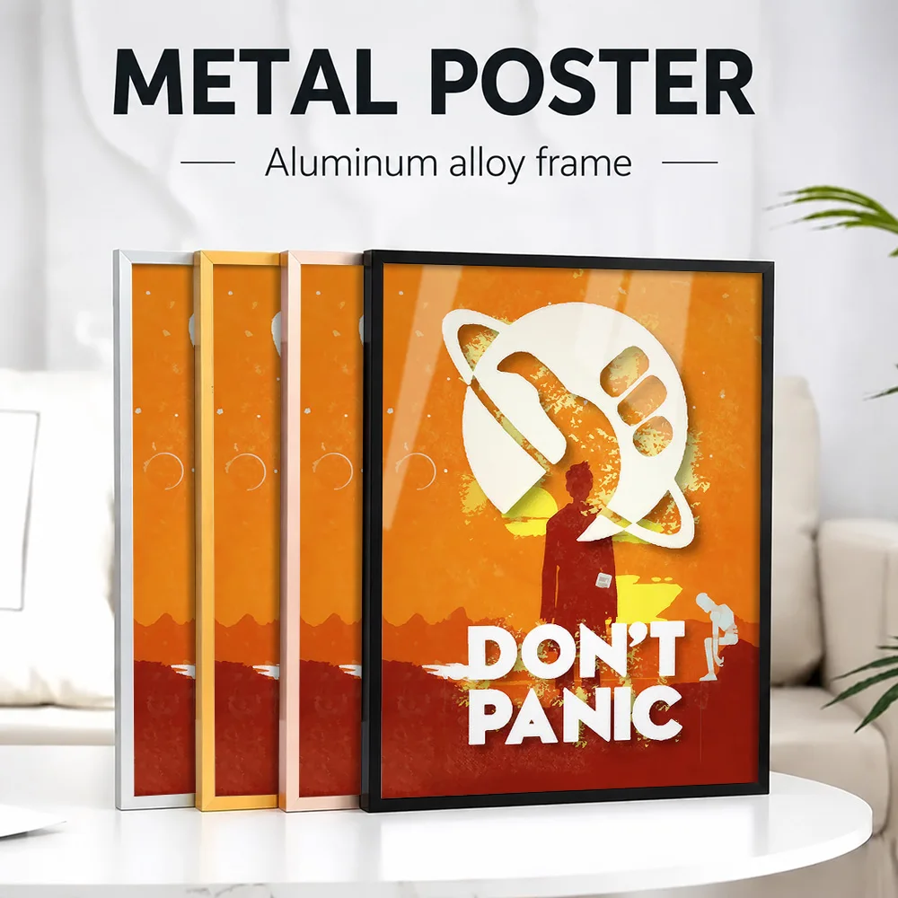 Don't Panic Metal Poster With Aluminum Alloy Frame Personalized Photo Playful Quote Style Wall Art For Game Room Meme Fan Gift