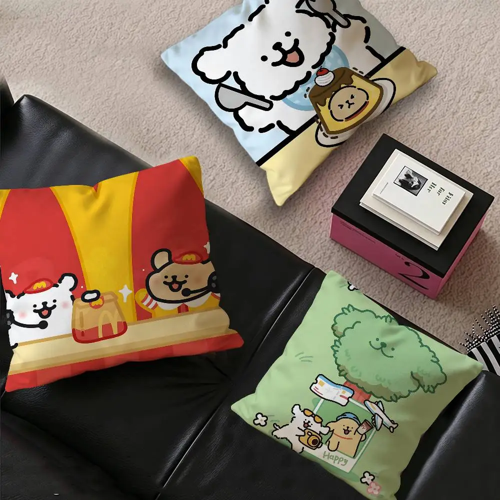 Cartoon Cute Maltese Dog Maple Design Cushion Cover Happy Autumn Harvest decor Holiday Decorati Pillow Cover
