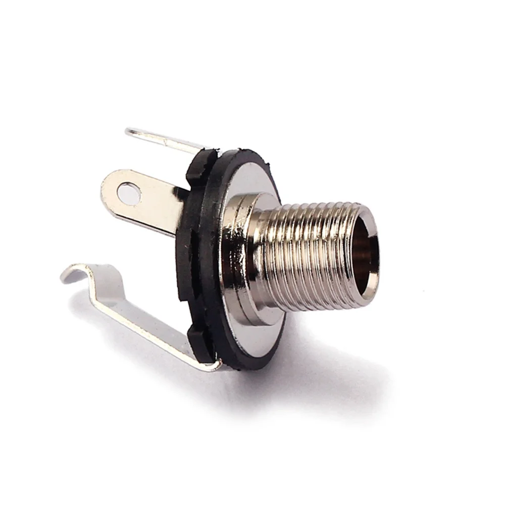 

10Pcs 6.35mm Guitar Jack Socket Connector Iron Copper Plated Replacement for Electric Acoustic Bass with Nuts Washers