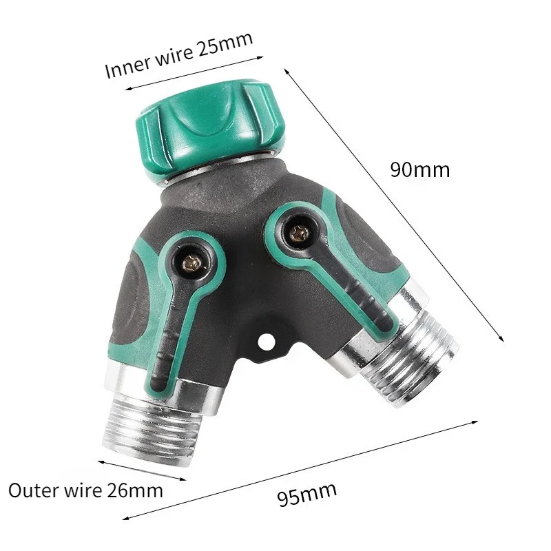 Y-Shaped Diverter with Rubber Coating One-In-Out Separate Control Irrigation Connector for Garden Watering Systems