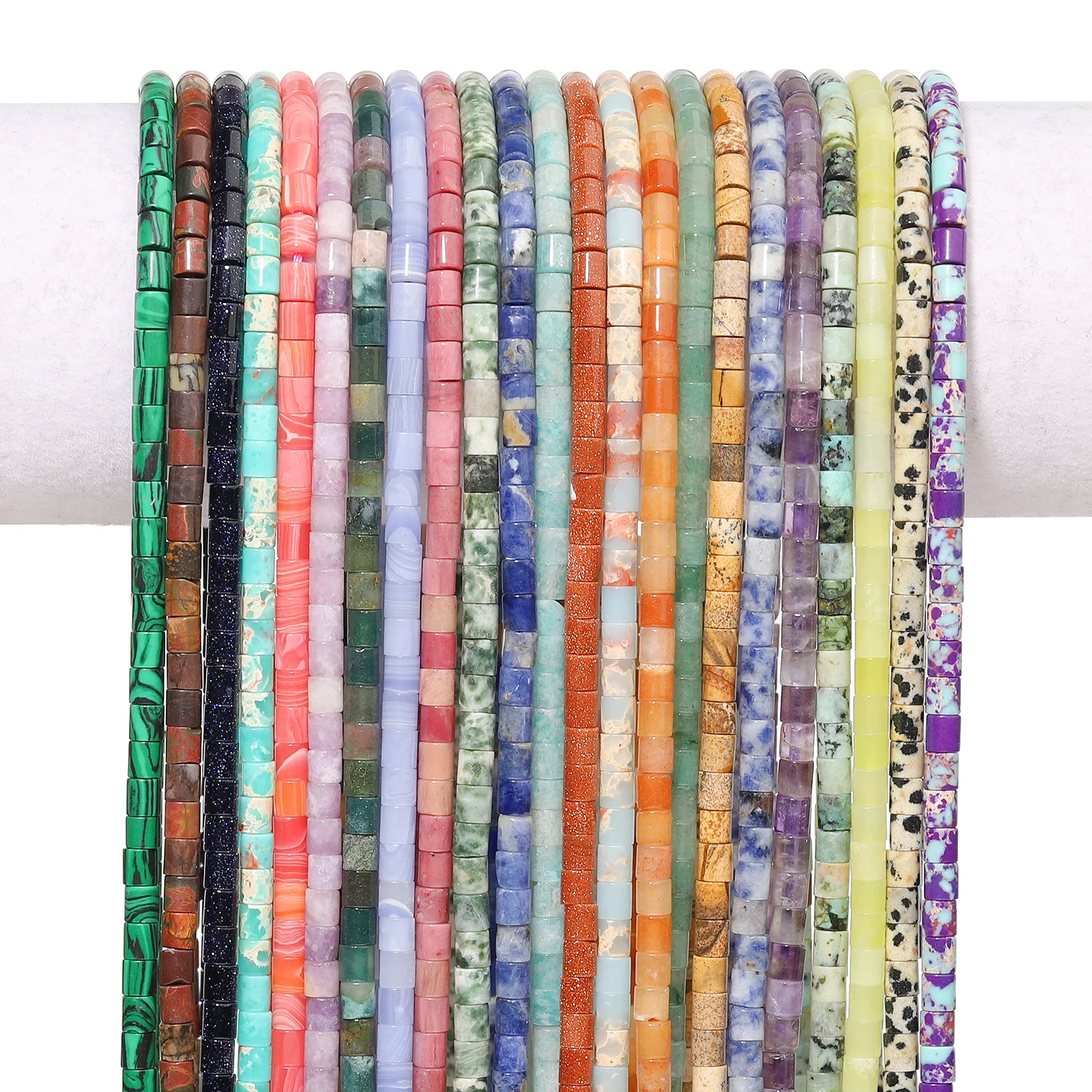 4x4mm Cylinder Natural Stone Turquoise Amethyst Amazonite Beads Column Spacer Beads for Jewelry Making DIY Bracelets Accessories