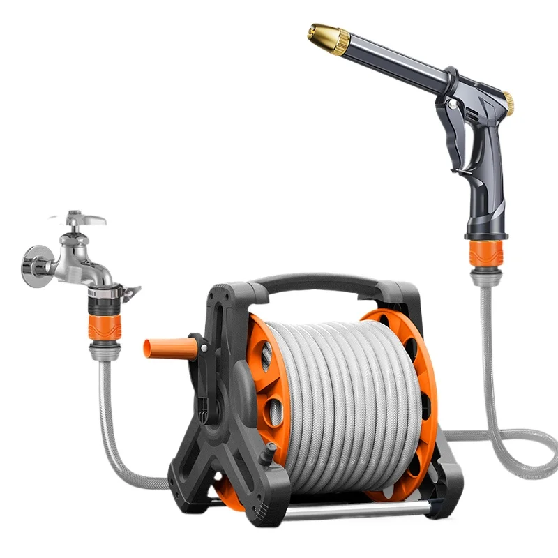 

High pressure household window washing, car washing water pipe hose with water gun storage winch pressurized yard washing