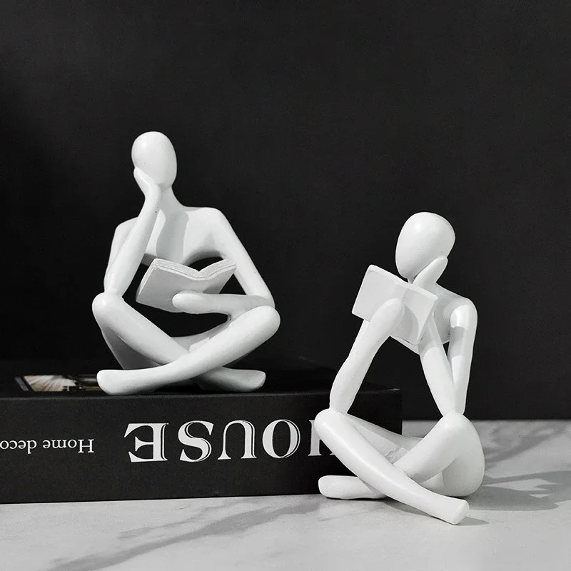 

2pcs/Nordic Luxury Style Abstract Resin Crafts Sculpture Philosopher Figure Statue Home Decoration Indoor Office Desktop Crafts