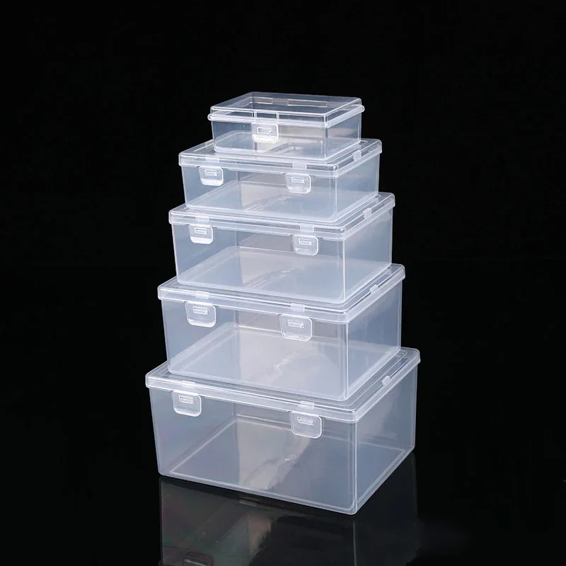 Hot Transparent Plastic Simple Rectangular Box With Lid Plastic Flip Lid Storage Box For Pills Household Storage Organizer Case