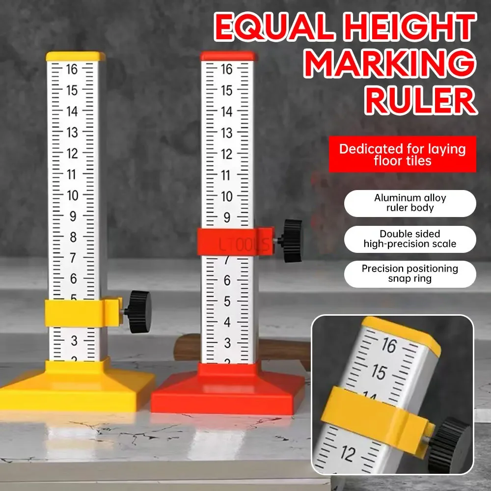 1pc Equal Height Ruler Double-sided Scale Positioning Horizontal Elevation Ruler Bricklayer Graduated Scale Lay Floor Tile Tool