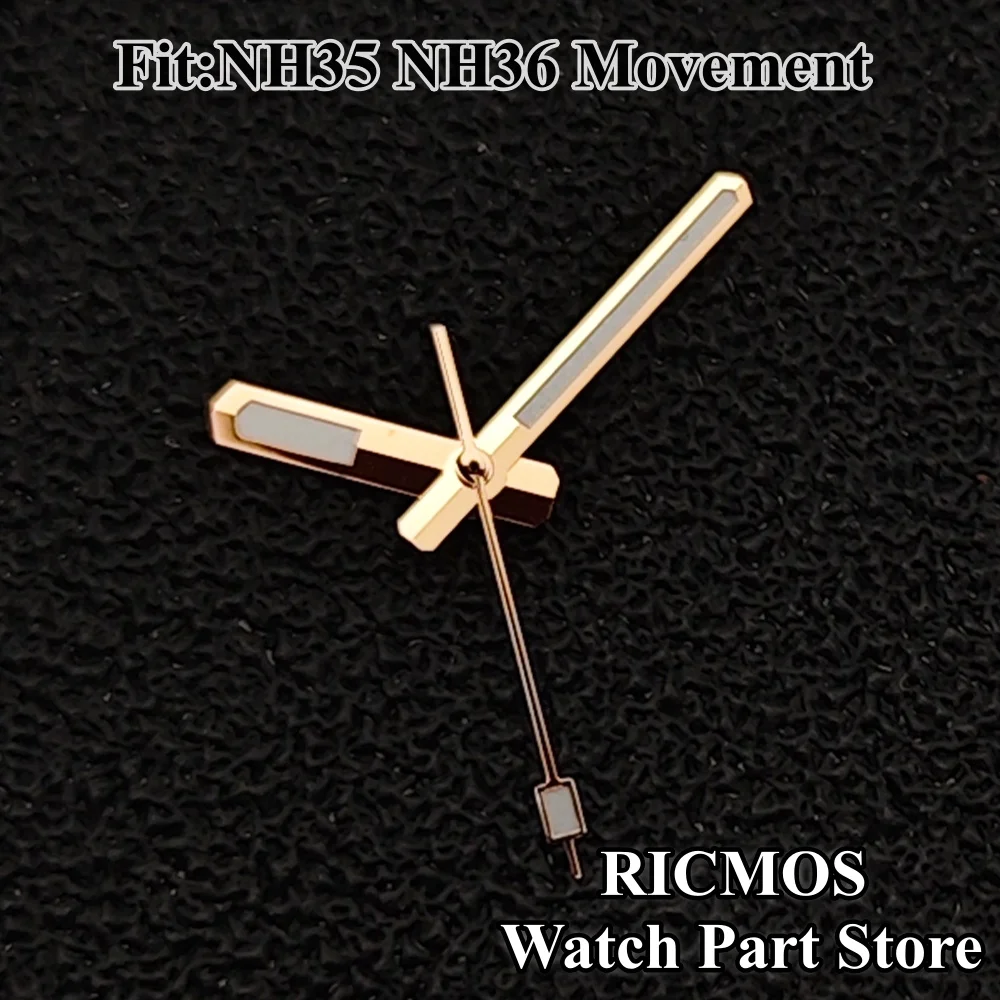 Rose Gold Watch Hands with Green Night Light for NH35 NH36 Movement Compatible Replace Pointer Parts for Watch Repair