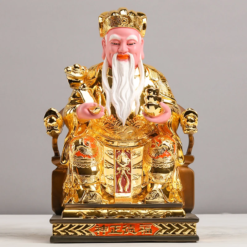 2023 HOME Company Worship High grade GOLD COPPER TU DI GONG Fude ZENGSEN God of wealth buddha Altar bring MONEY good luck