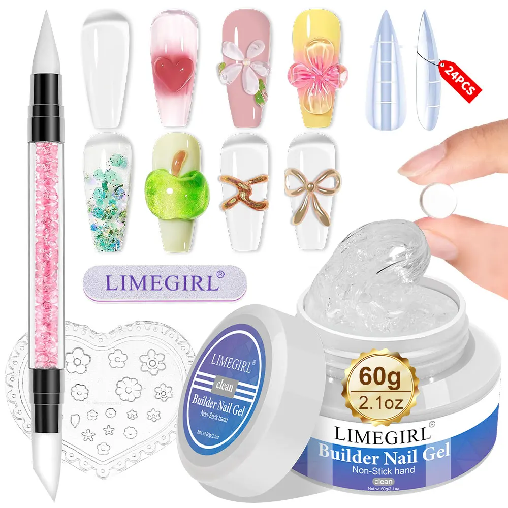 

LIMEGIRL Solid Builder Gel for Nail 60g Nail 3D Sculpting Gels Non-Sticky Hand Carving Extension Glue Nails Art Salon Home DIY