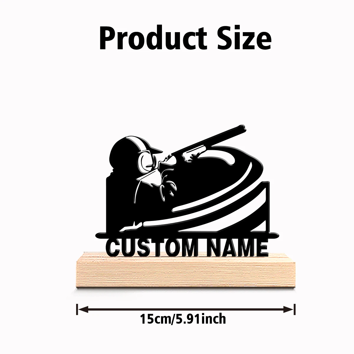 1pc Modern Sniper Custom Name Metal Statue Tin Ornament Tin Sculpture With Wood Base Art Figurine With Wood Base Office Desk