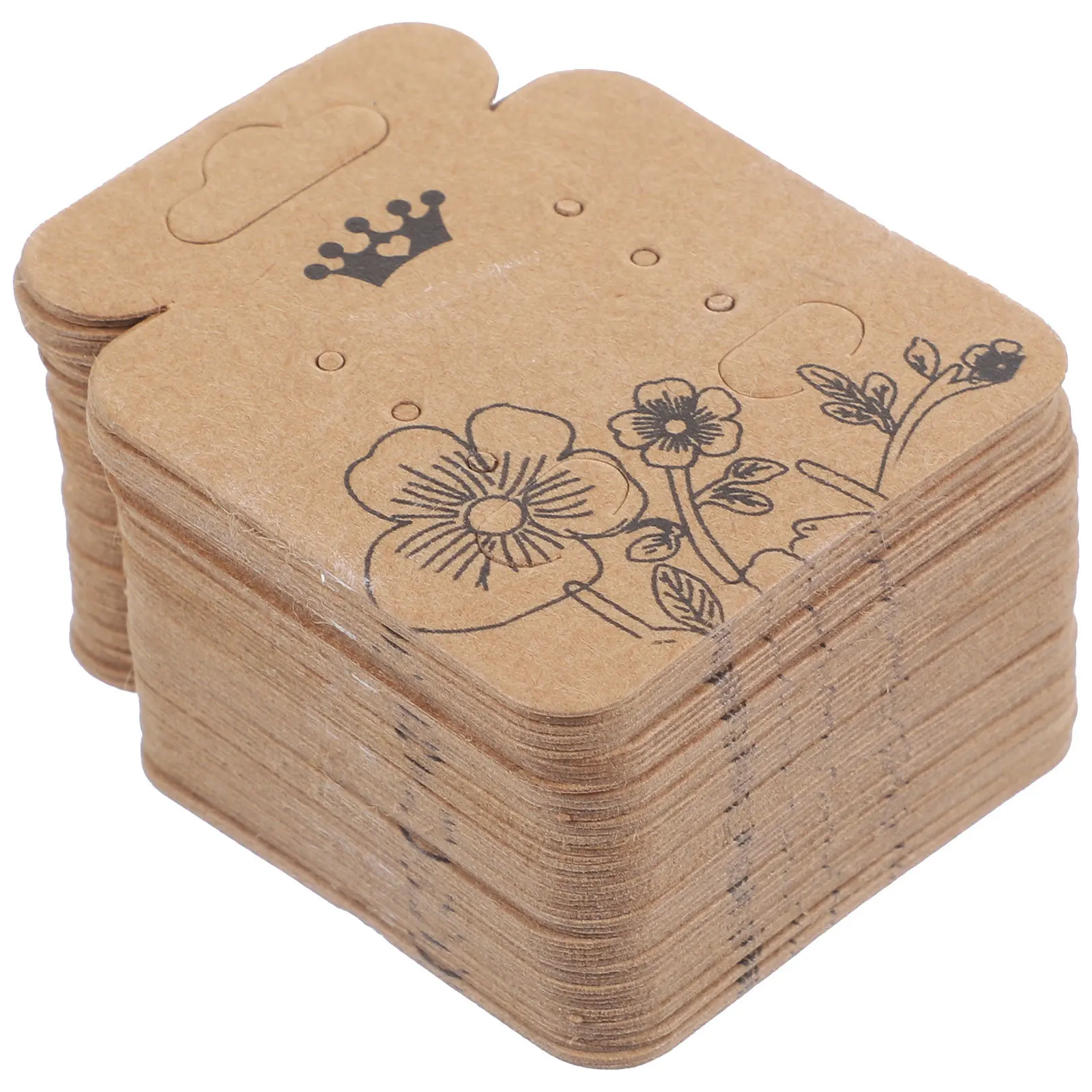 

Earring Display Cards Kraft Paper Holder For Jewelry Packaging Foldable Stand With Pre-Cut Holes Earring Backs Included
