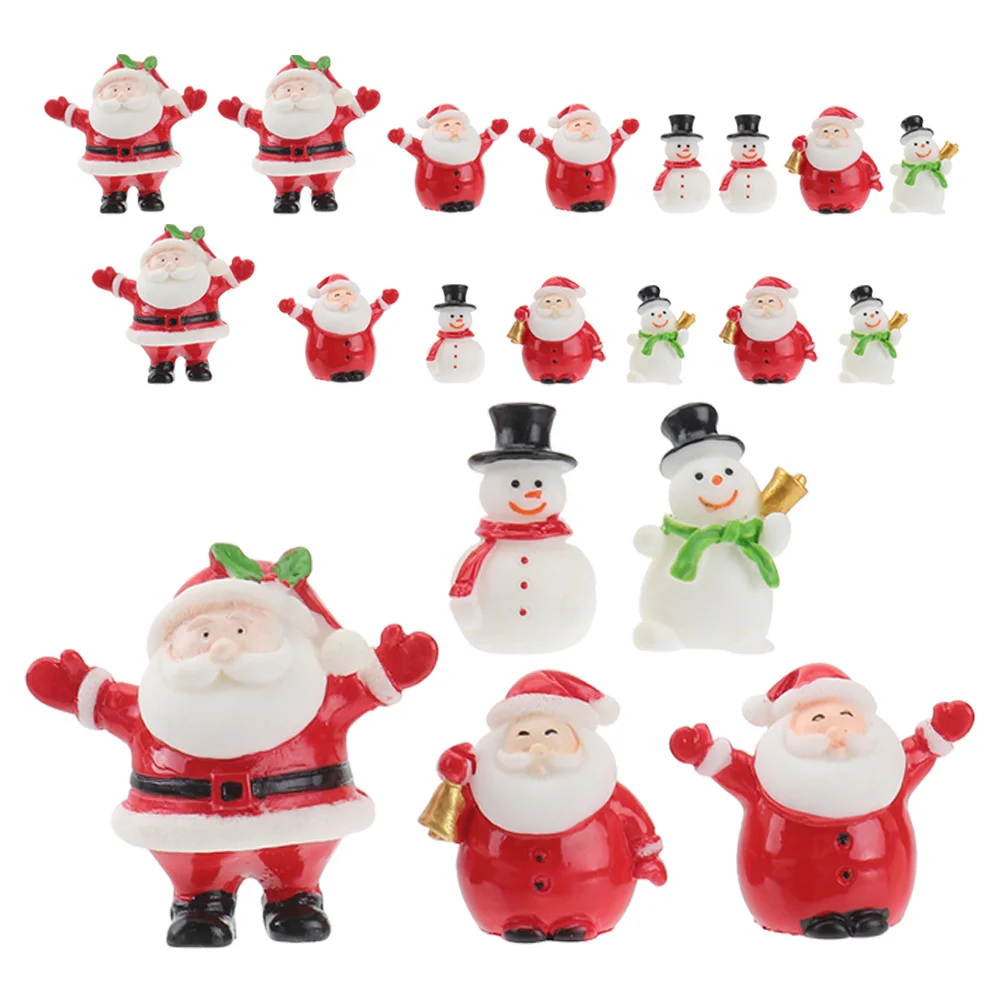 

20 Pcs Christmas Decor Mini Winter Figurines for Crafts Snowman Decorations Miniature