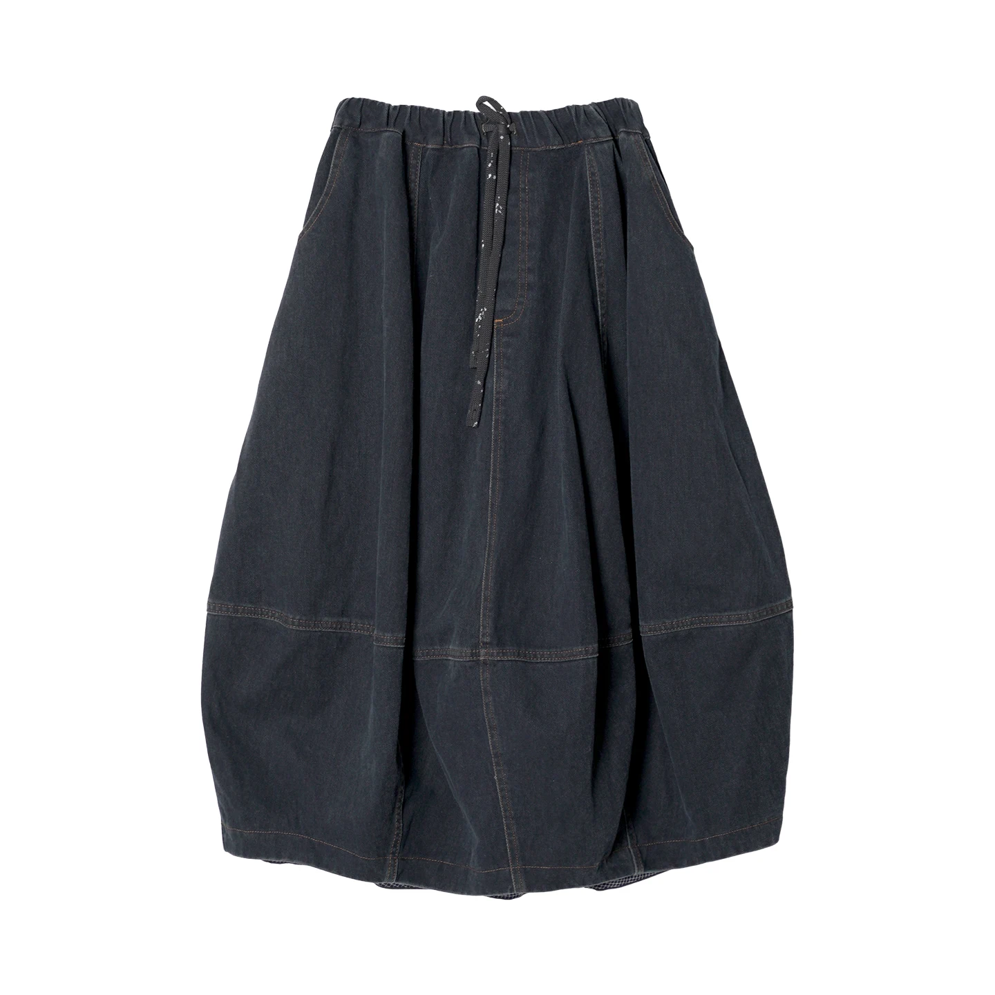 

Dark Blue Denim Midi - Skirt loose and puffy style uitable for daily strolling on campus Casual Cool Vibe 255208