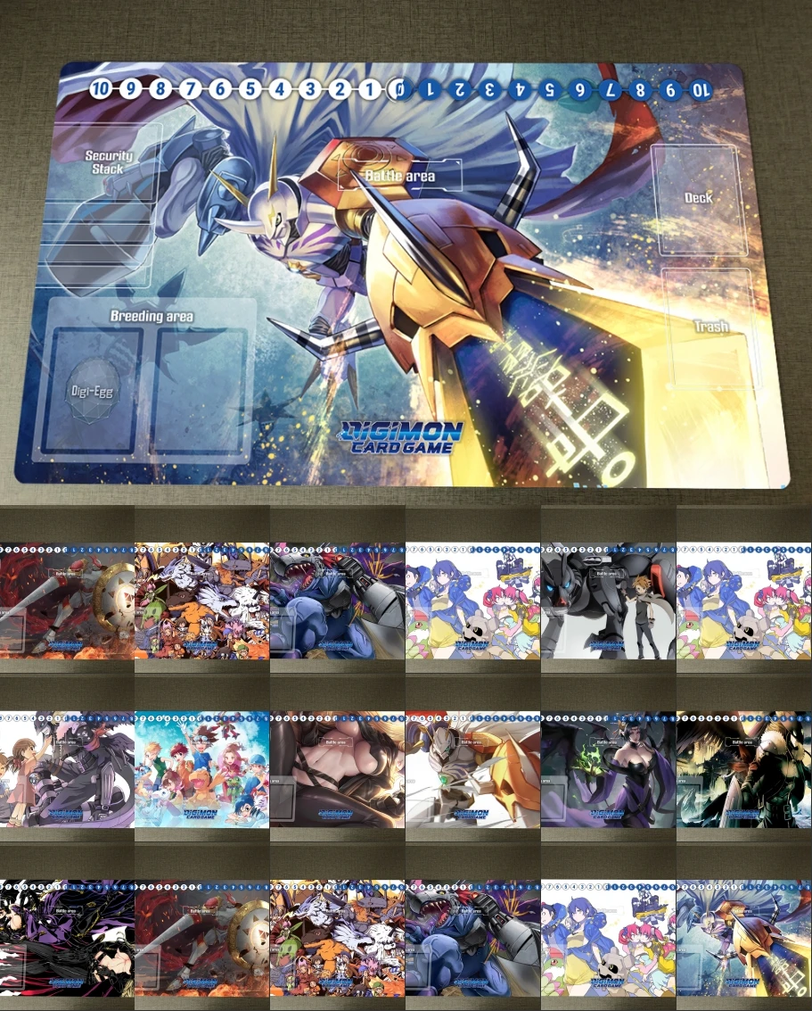 Digimon Playmat DTCG CCG Mat Trading Card Game Mat Anime OCG Board Game Playmat Anti-slip Desk Pad & Free Bag Mousepad 60x35cm