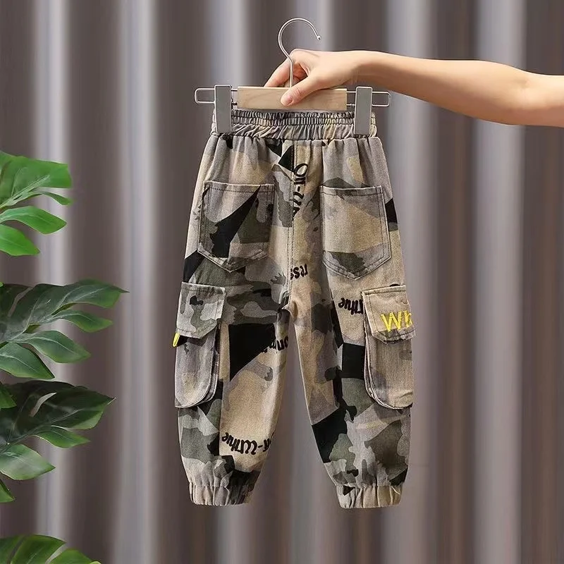 Cotton Pants CamouflageOveralls Boys Casual Cargo Pants High Quality Cotton Overalls Military Style Tactical Camouflage Trousers