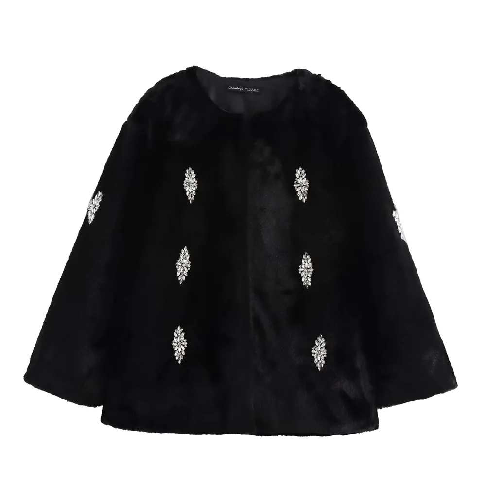 

2024 RARF Winter New Product Women's Fashion Casual Solid Color Round Neck Long Sleeve Coat Plush Coat