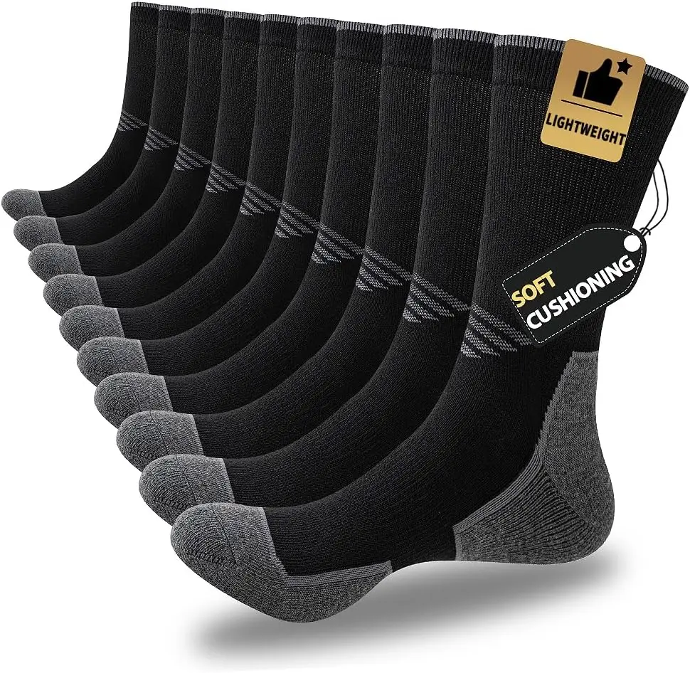 

Men's Lightweight Athletic Crew Socks for Sports Running, Cushioned Breathable Long Socks