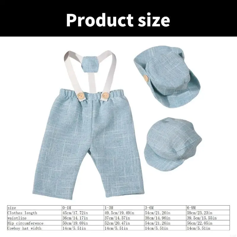 54DF Strój dla noworodka dla dżentelmena Śpioszki dla chłopca z czapką do sesji zdjęciowej dla chłopca