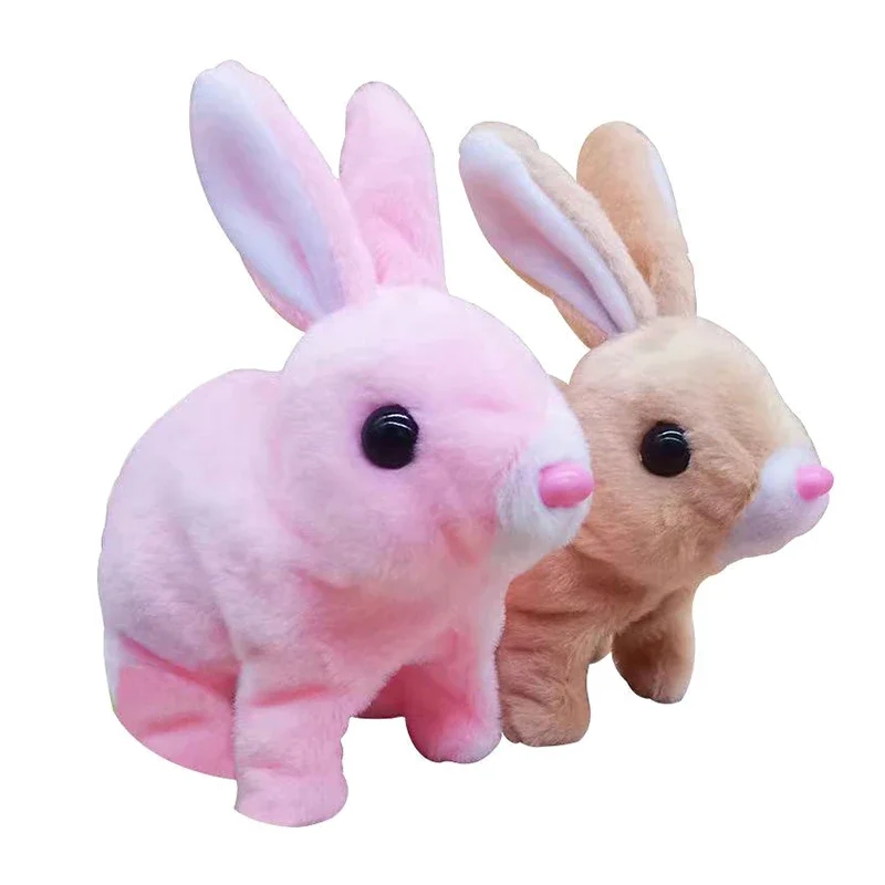 Electronic Plush Rabbit Toy Robot Bunny Walking Jumping Running Animal Shake Ears Cute Electric Pet for Kids Birthday Gifts