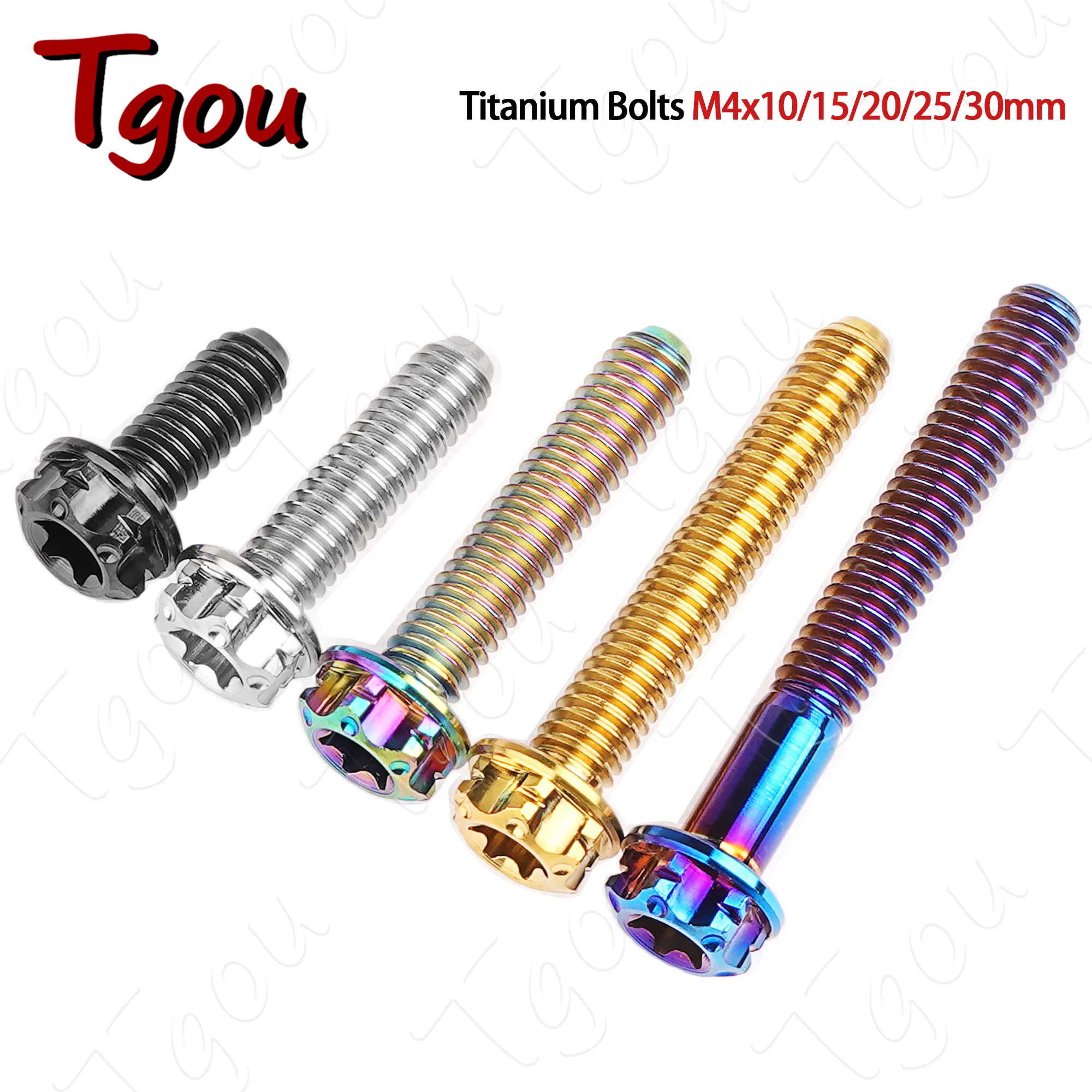 Tgou Titanium Bolts M4x10/15/20/25/30mm Small Flange Head for Motorcycle And Bicycle Parts Conversion