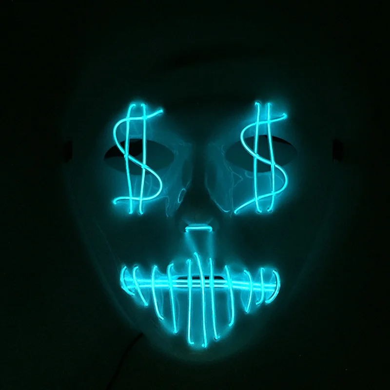 10 Colors Light Up Scary Halloween Sewn Mouth Mask Ball Masquerade Festival Dj Party Cosplay Night Flashing Mask Led Party Mask