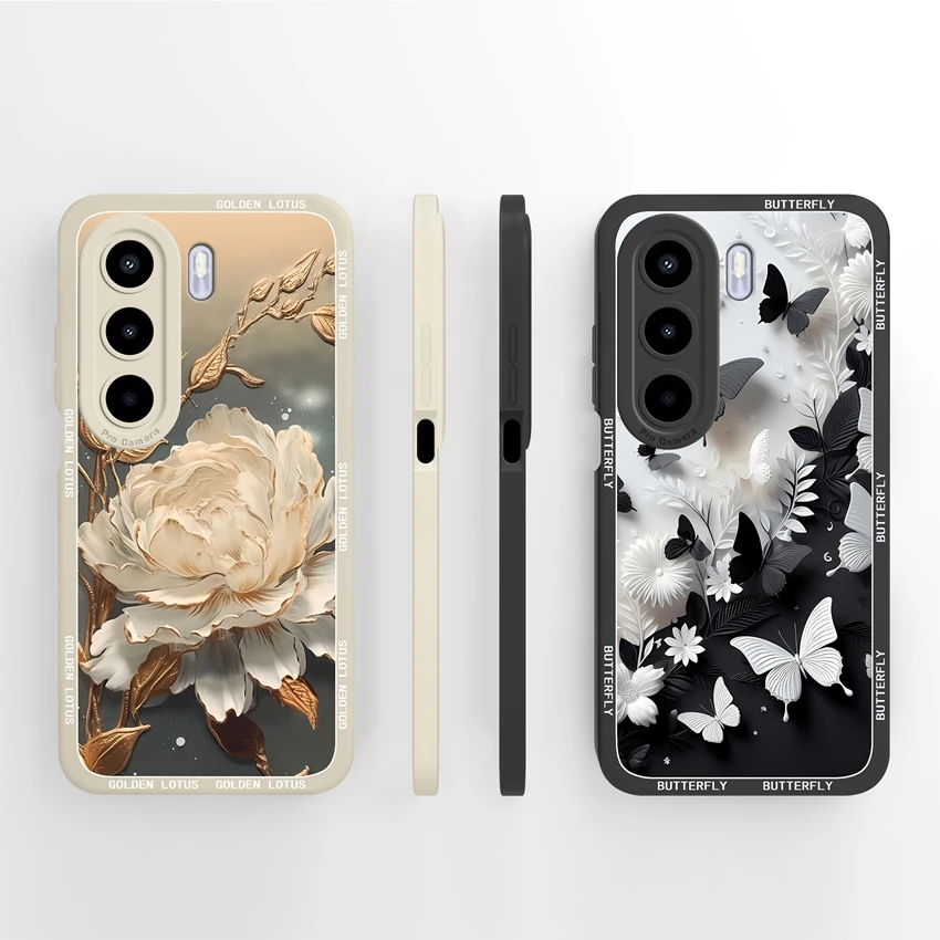 

For itel Power70 Beautiful Golden Lotus Phone Case Liquid Silicone Dustproof Protection Soft Back Cover For itel Power 70 Coques