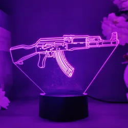 Color Changing ak 47 Model RGB Lights LED Gamer Decoration Table Lamp CS Gaming Room Decor Cool Birthday Gift For Boys