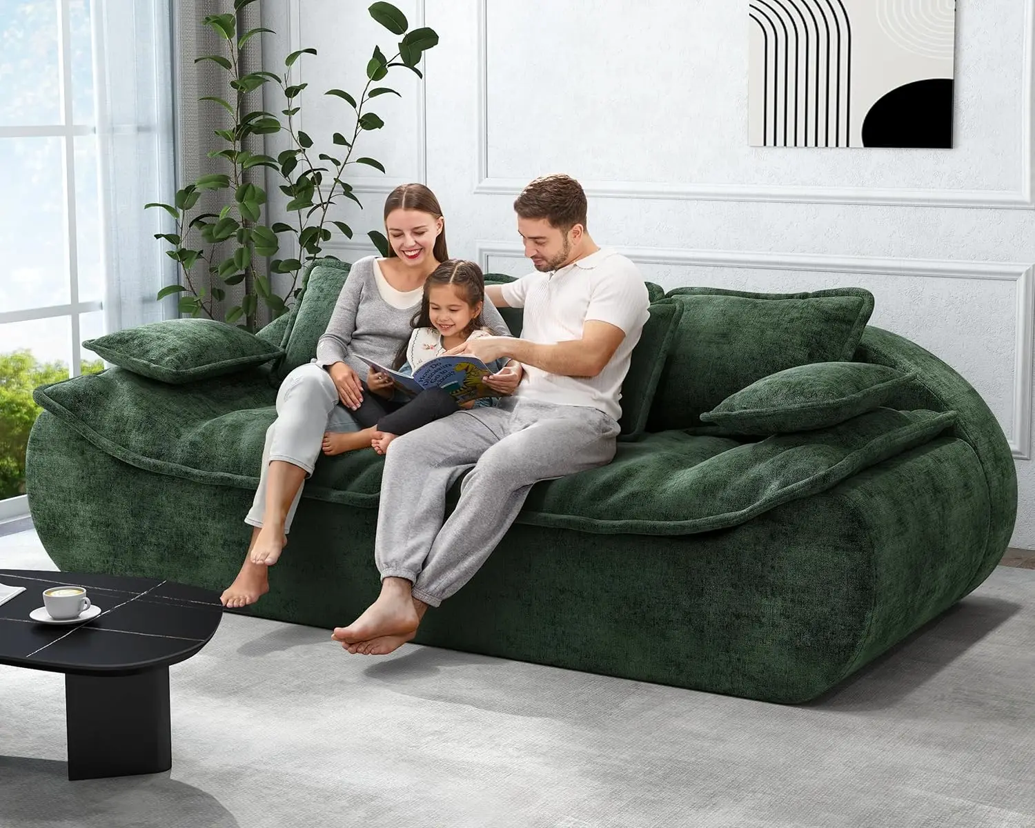 new Sofa Couches 3-Seater Modular Sectional Sofa, 89''Comfy Loveseat with Throw, Deep Seat Small Sofa for Small Space, Customize