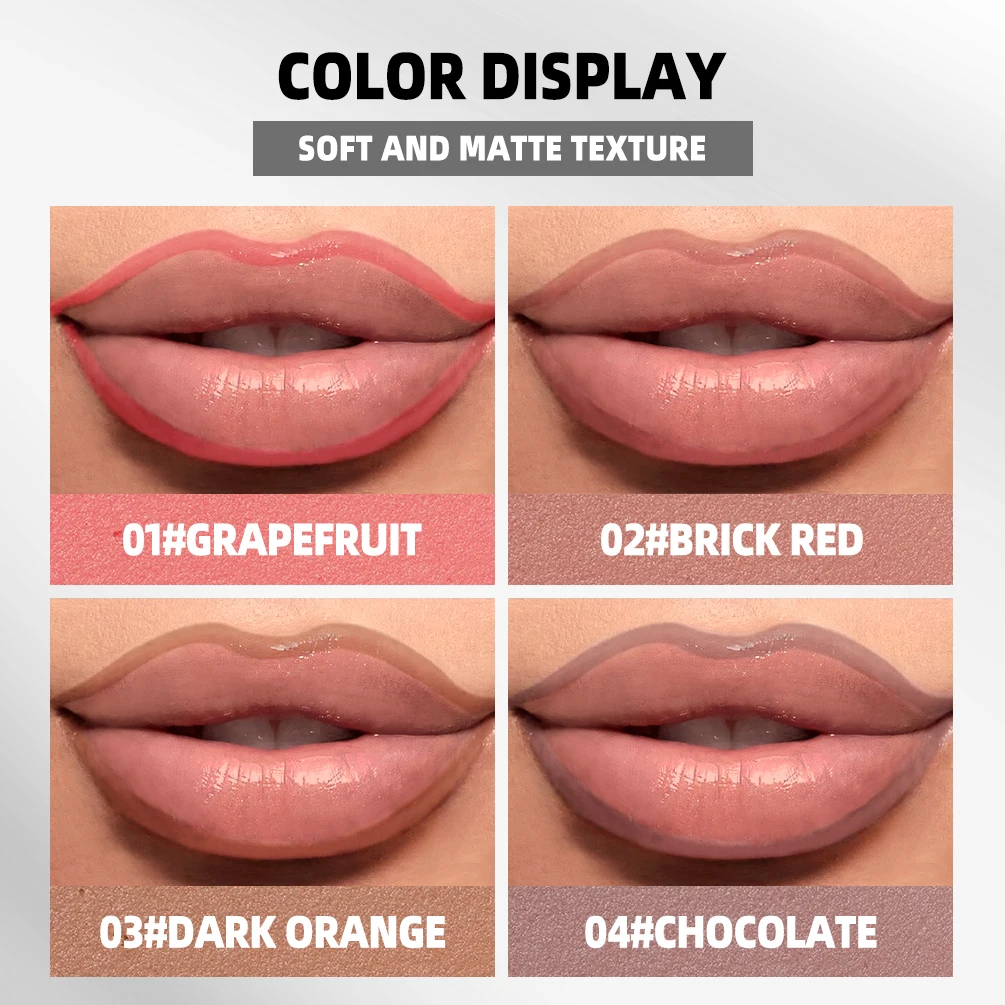QIBEST 4 色の液体口紅リップグレーズリップグロス落ちないノンスティックカップ染料リップ液体リップハニー引き裂きリップフィルム
