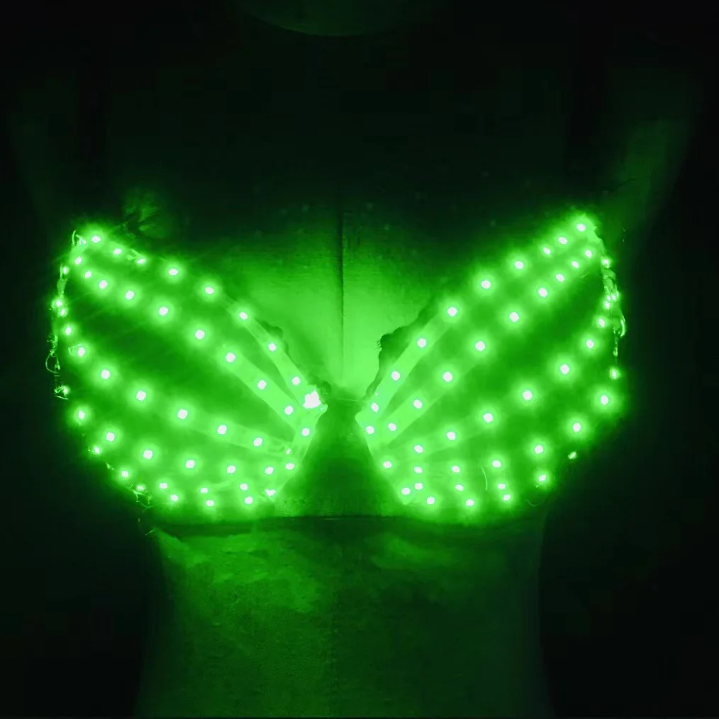 Led sutiã traje feminino carnaval lingerie tron rave festival roupas boate bar clubwear luz acima terno evento festa dançarino