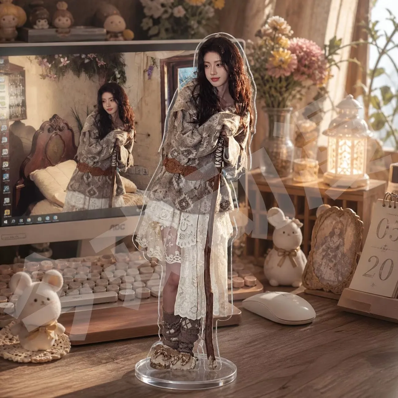 

Ju Jingyi's Warm Series Sheep Curly Hair Character Plaque Bar, Exquisite Desktop Ornament, Homemade Periphery cosplay signboard
