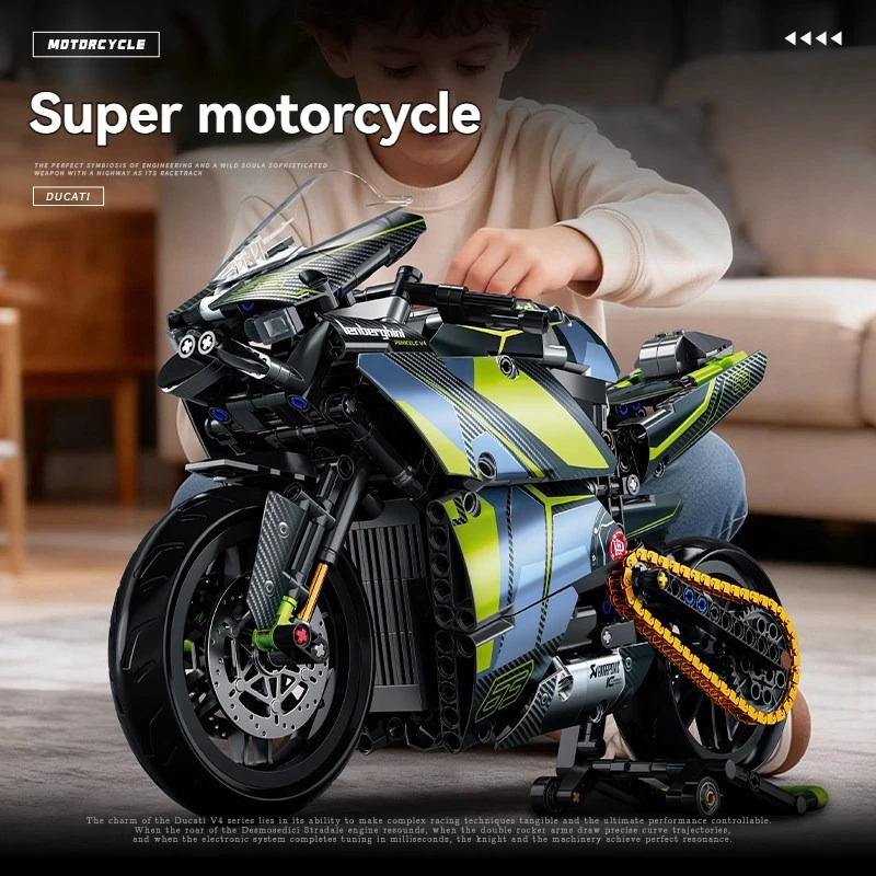 

1:8 Technical City Racing Motorcycle Building Blocks DIY Creative Assembly Toy Birthday Holiday Gift For Adult Boy 723pcs