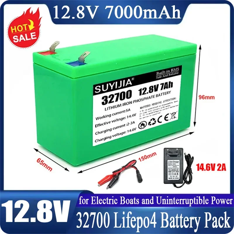 New 32700 4S1P 12.8V 7000mAh Lifepo4 Battery Pack for Electric Boats and Uninterruptible Power Supplies with 4S 40A Balanced BMS