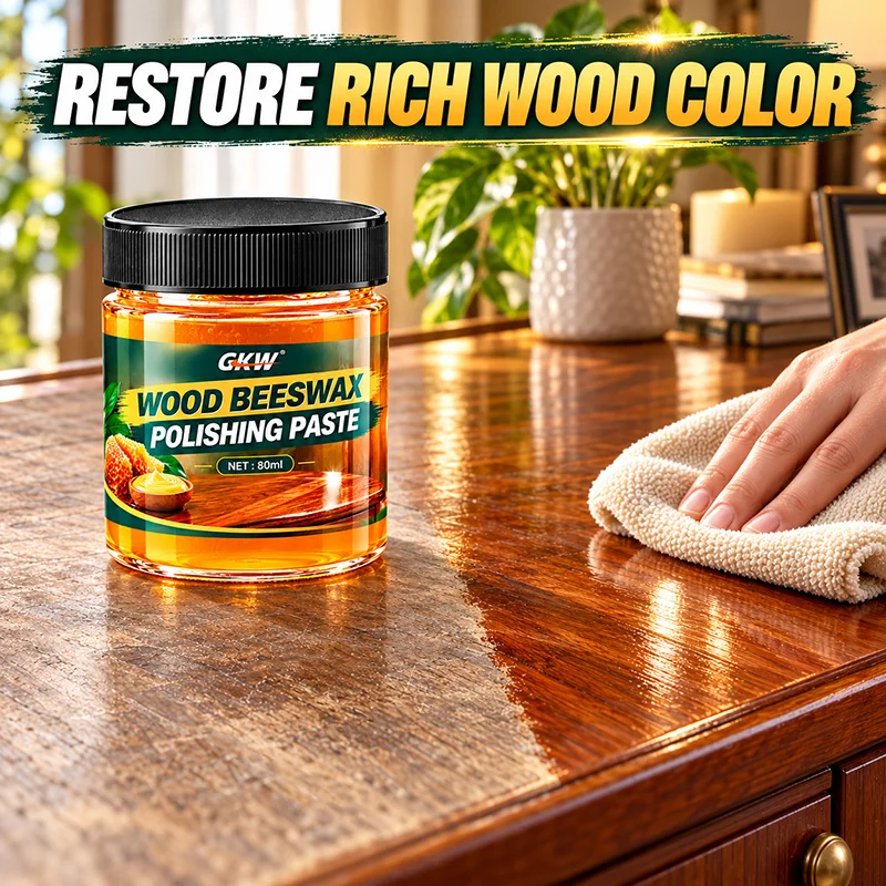 Orange Beeswax Wood Polish Wax - Restores Shine, Prevents Cracking & Fading, Revives Dull - Furniture, Cabinets, Doors & Floors