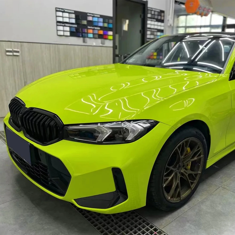 

Glossy Platinum Sao Paulo Yellow PET Wrapping Vinyl Film Car Whole Body Weatherproof Car Sticker Auto Exterior Decor Accessories