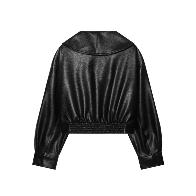HipSeam Women's Jacket with Buckle New 2026 Autumn Double-Breasted Long Sleeve Women Leather Coats Chic Female Outerwear