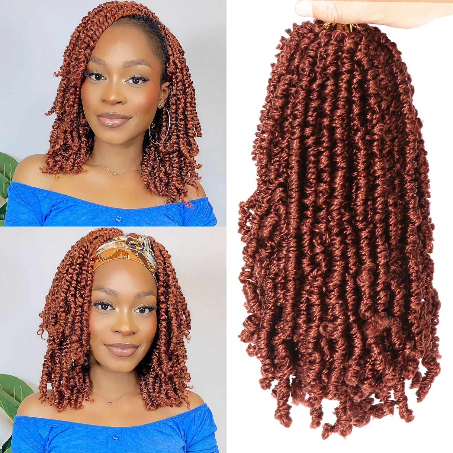 Dansama Pre Looped Yanky Twist Crochet Hair Pre-twisted Fluffy Spring Mini Twist Short Bob Passion Twist For Black Women