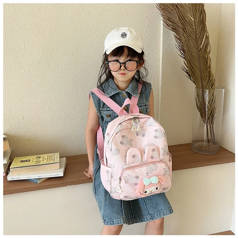 Sanrio-mochila escolar de Hello Kitty para estudiantes, mochila ligera e informal de gran capacidad con dibujos animados para niños