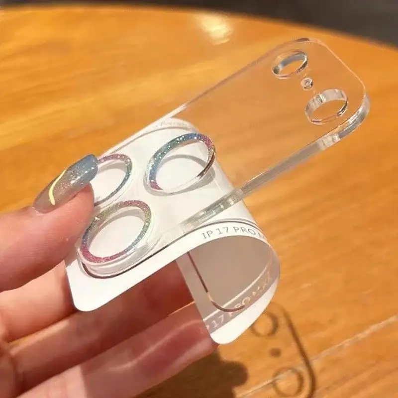 Nova Película Protetora de Câmera com Glitter 2025 para iPhone 17 Pro Max 17 Pro 17 Air, Vidro Protetor Ziai 9H HD Transparente com Cobertura Total da Lente Traseira