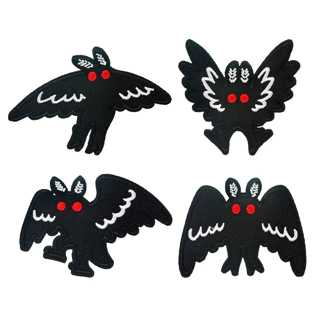 Black Moth Manga Badges DIY Patch for Clothes Hat Bag Cartoon Embroidered Sewing Applique Fabric Apparel Accessories