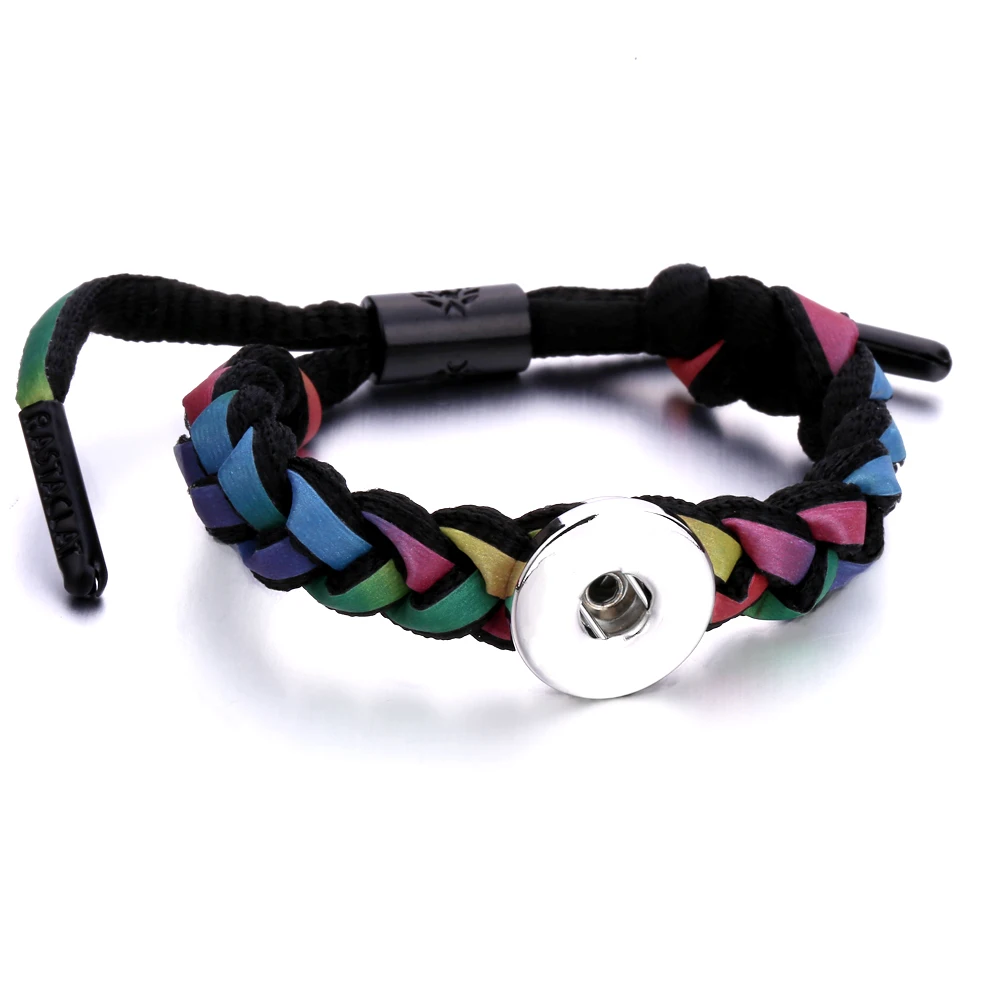 Snap Jewelry Adjustable Braided Shoelace Snap Bracelet fit 18mm Snap Button Handmade Snap Knit Shoelace Bracelets