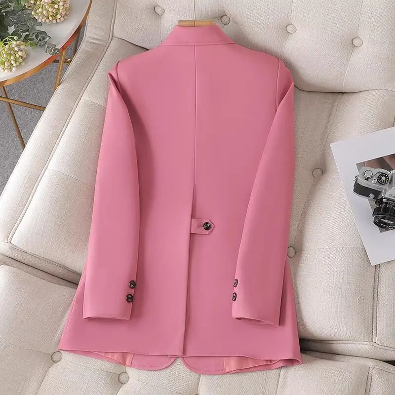 High-quality Pink Suit Jacket Women\'s Spring And Autumn 2023 New Coat With Lining Casual Ladies Blazer Black Brown Blouser S-3XL