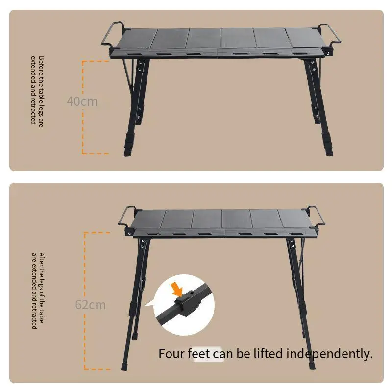 Customized outdoor barbecue table portable all-terrain mobile kitchen lift table egg roll combination unit plate IGT table